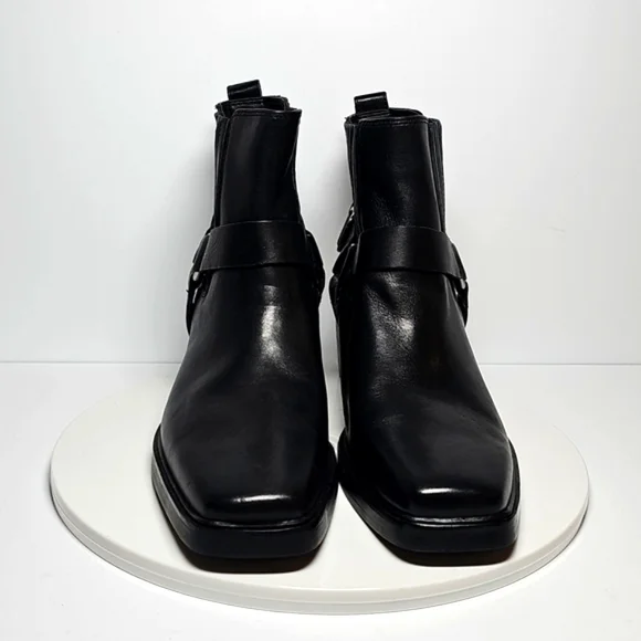 ​NWOT Sam Edelman Bellamie Black Leather Moto Bootie Cowgirl Chunky Heel 9.5 - Picture 3 of 15
